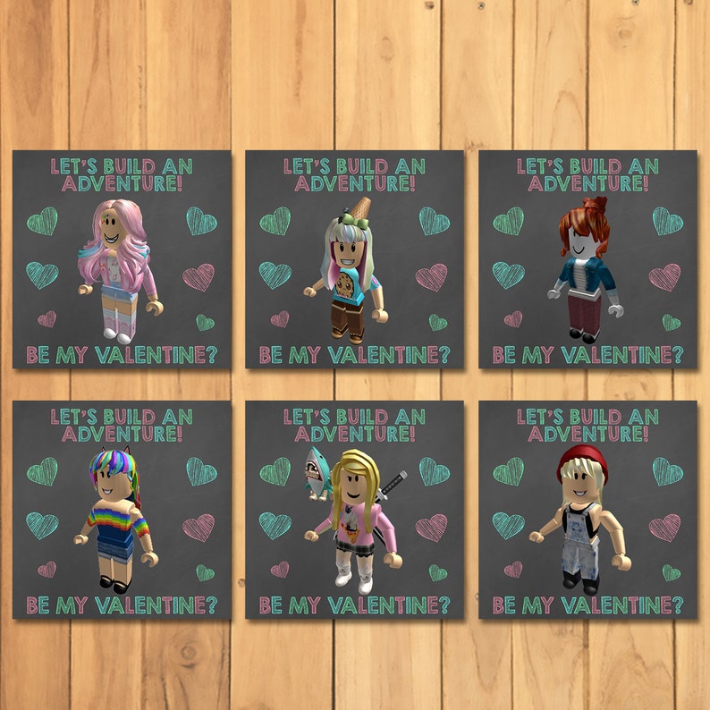 Girl Roblox Valentine S Day Cards Chalkboard Roblox Etsy - 